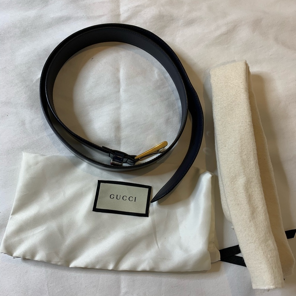 Gucci leather belt gold buckle